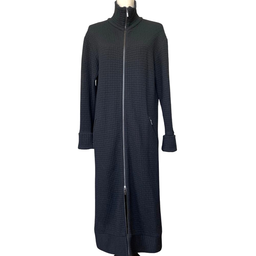 Kal Rieman Long Black Coatigan Women's S / M Waffle Texture Zip Up Goth